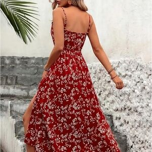 All In Favour Red White Floral Maxi Dress M